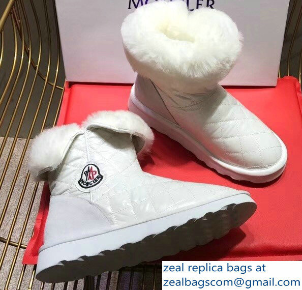 Moncler Shearling Fur Down Boots White 2018