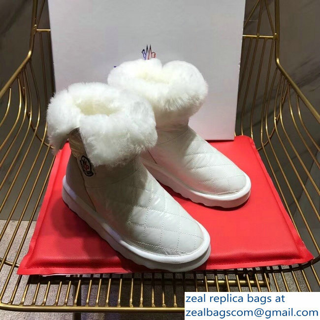 Moncler Shearling Fur Down Boots White 2018