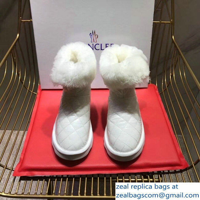 Moncler Shearling Fur Down Boots White 2018 - Click Image to Close