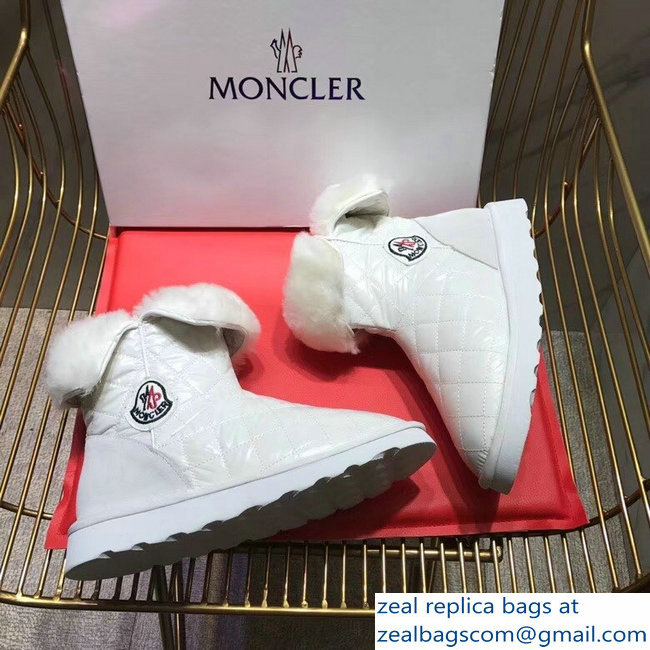 Moncler Shearling Fur Down Boots White 2018