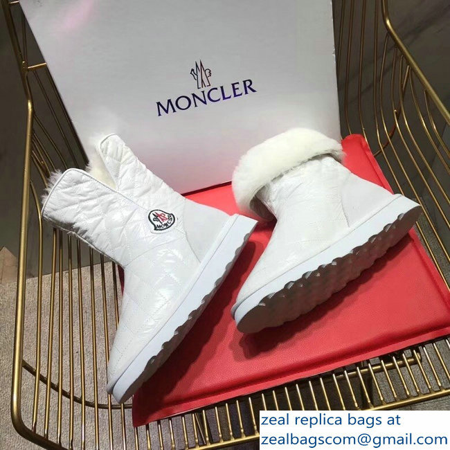 Moncler Shearling Fur Down Boots White 2018 - Click Image to Close