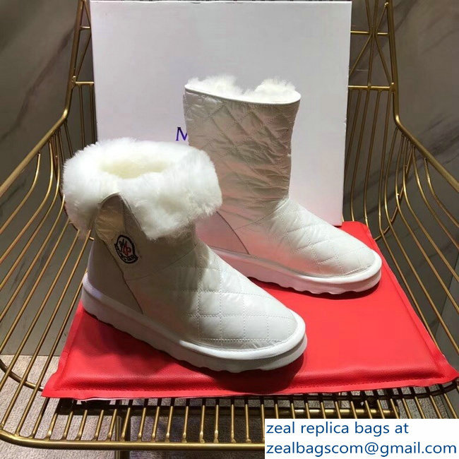 Moncler Shearling Fur Down Boots White 2018