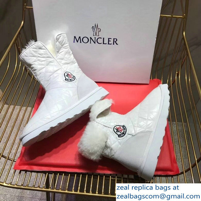 Moncler Shearling Fur Down Boots White 2018