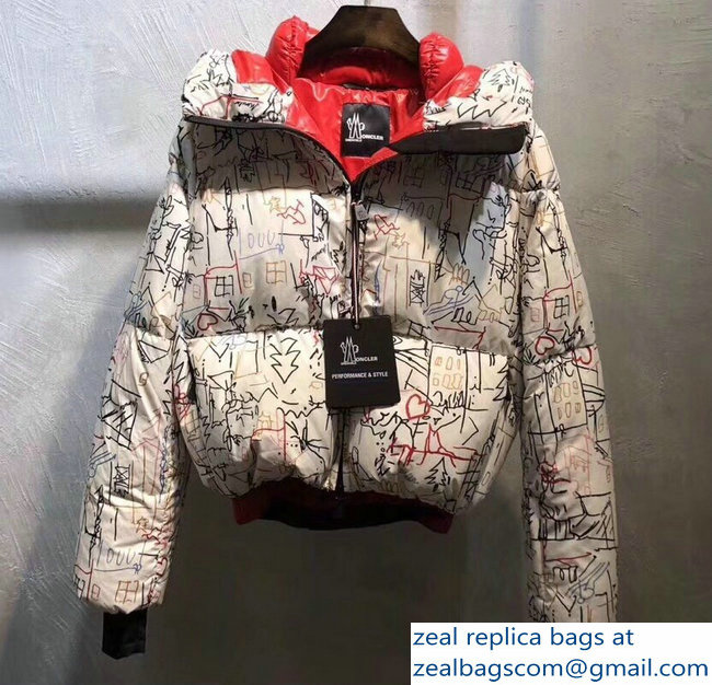 Moncler Short Down Jacket Graffiti 2018 - Click Image to Close