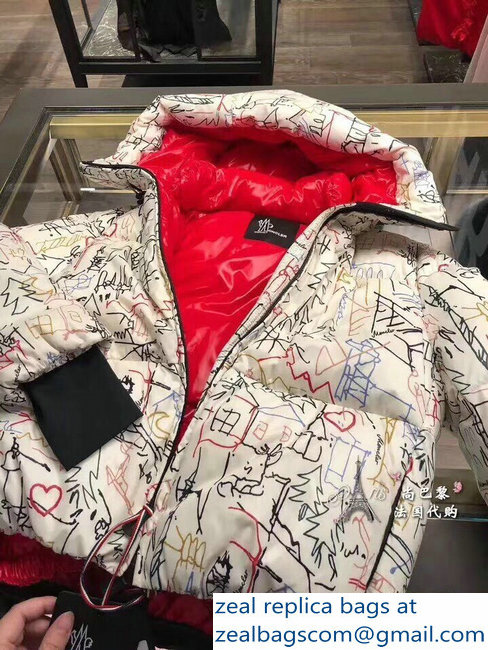 Moncler Short Down Jacket Graffiti 2018 - Click Image to Close