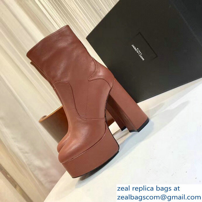 Saint Laurent Billy Heel 13cm Platform 4.5cm Bootie Caramel