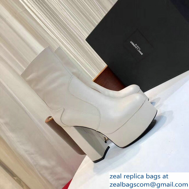 Saint Laurent Billy Heel 13cm Platform 4.5cm Bootie White - Click Image to Close