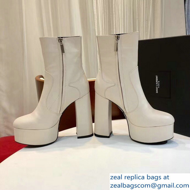 Saint Laurent Billy Heel 13cm Platform 4.5cm Bootie White