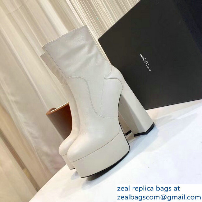 Saint Laurent Billy Heel 13cm Platform 4.5cm Bootie White