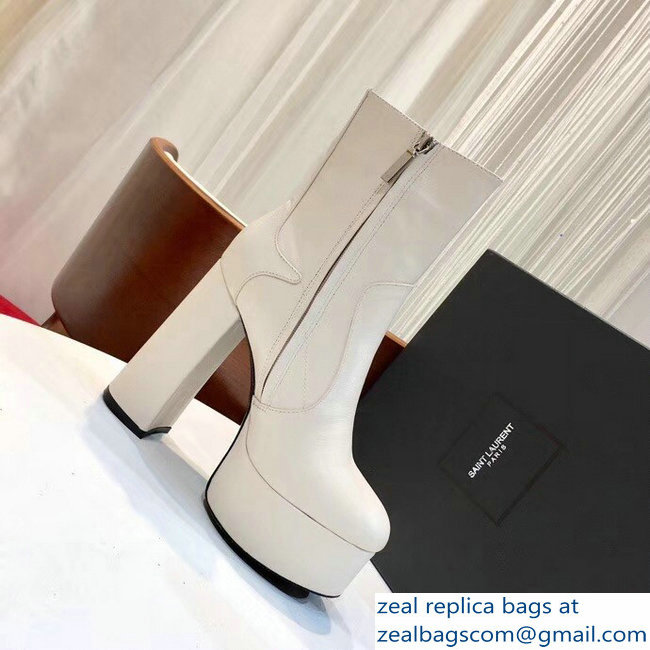 Saint Laurent Billy Heel 13cm Platform 4.5cm Bootie White