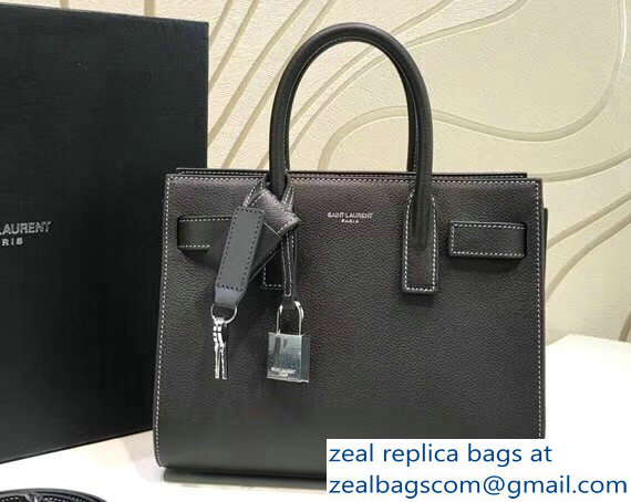 Saint Laurent Classic Nano Sac De Jour Bag In Grained Leather Dark Gray