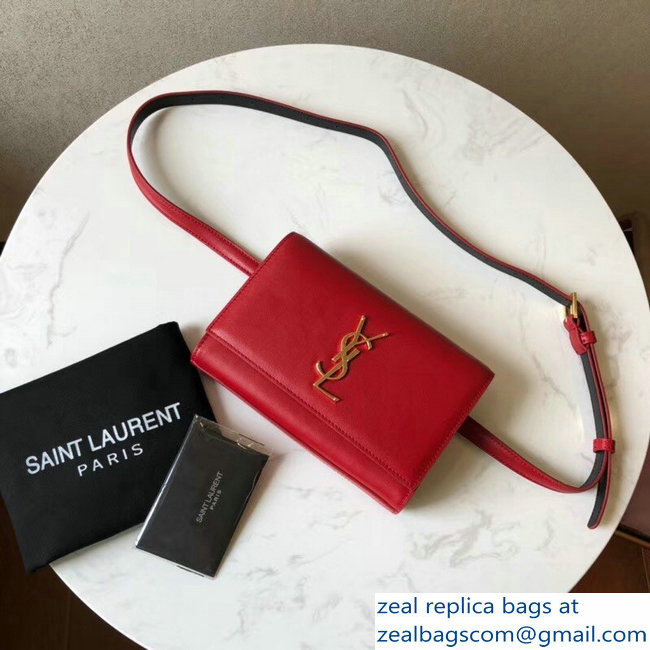 Saint Laurent Kate Belt Bag in Smooth Leather Red 534395 2018 - Click Image to Close