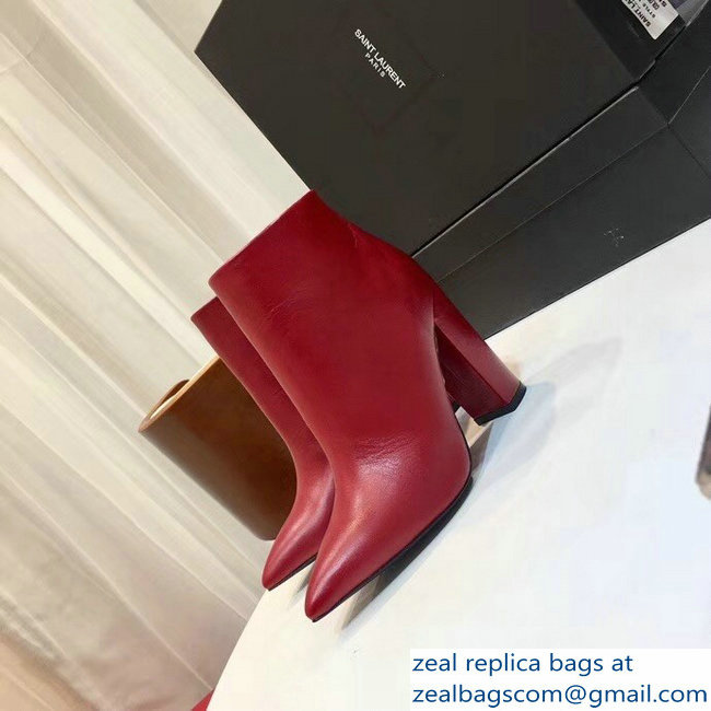 Saint Laurent Lou Heel 10.5cm Ankle Boots Red