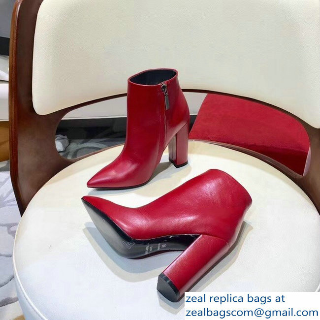 Saint Laurent Lou Heel 10.5cm Ankle Boots Red