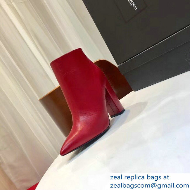 Saint Laurent Lou Heel 10.5cm Ankle Boots Red