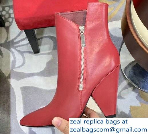 Saint Laurent Niki Wedge Heel 10cm Bootie Red