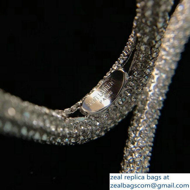 Saint Laurent Silver-Tone Crystal Hoop Earrings - Click Image to Close