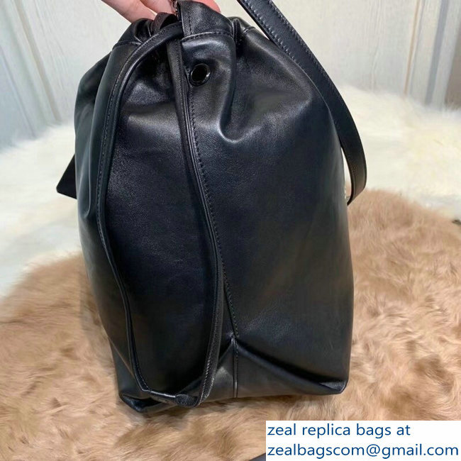 Saint Laurent Teddy Drawstring Bucket Bag in Smooth Leather Black 538447 2018 - Click Image to Close