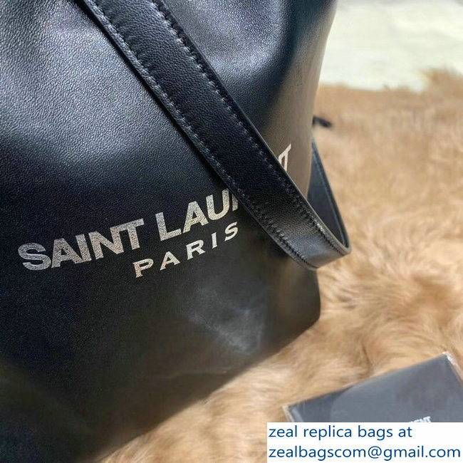 Saint Laurent Teddy Drawstring Bucket Bag in Smooth Leather Black 538447 2018