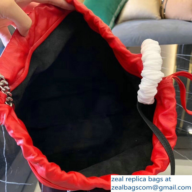 Saint Laurent Teddy Drawstring Bucket Bag in Smooth Leather Red 538447 2018