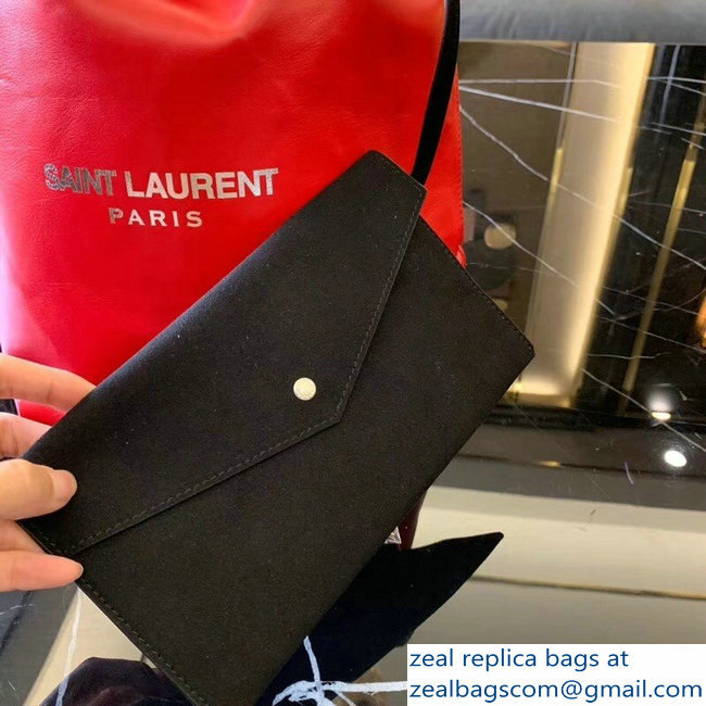 Saint Laurent Teddy Drawstring Bucket Bag in Smooth Leather Red 538447 2018 - Click Image to Close