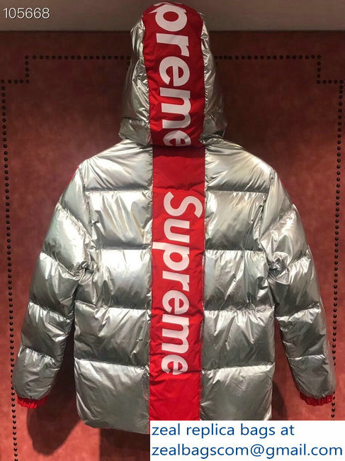 Supreme Down Jacket Silver 2018