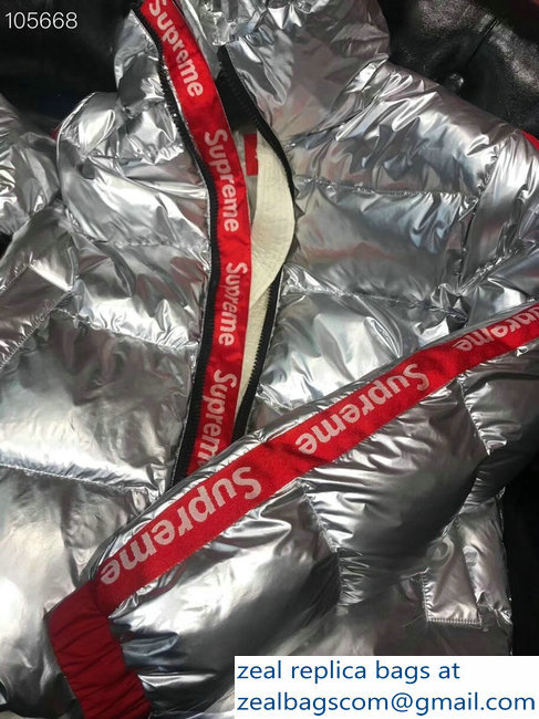 Supreme Down Jacket Silver 2018 - Click Image to Close