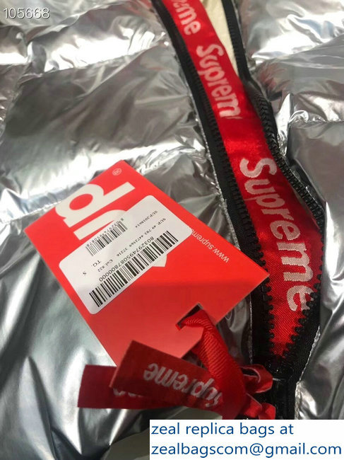 Supreme Down Jacket Silver 2018 - Click Image to Close