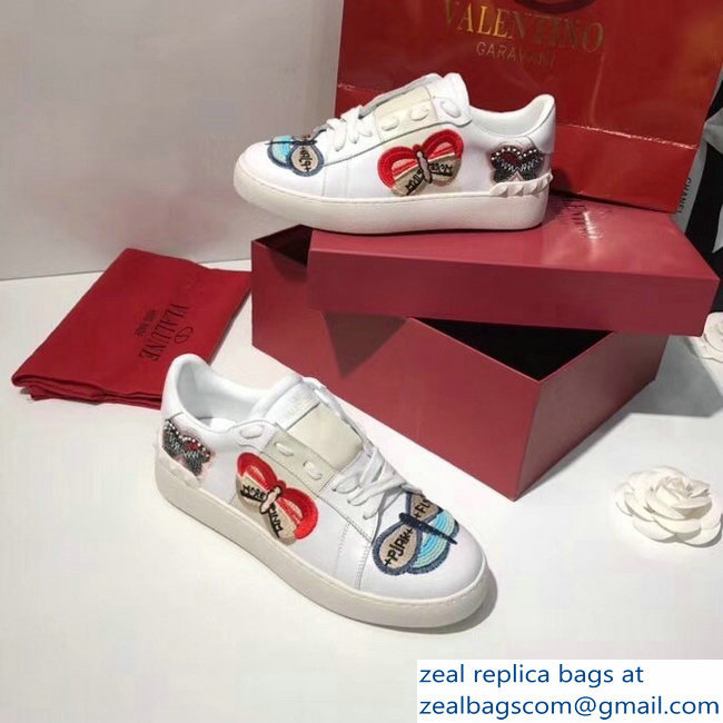 Valentino Butterfly Embroidery White Sneakers 2018 - Click Image to Close