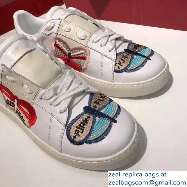 Valentino Butterfly Embroidery White Sneakers 2018