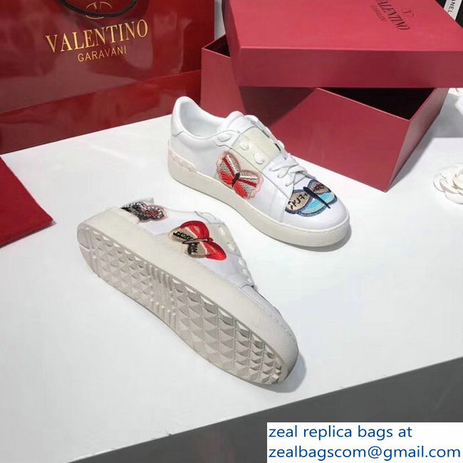 Valentino Butterfly Embroidery White Sneakers 2018