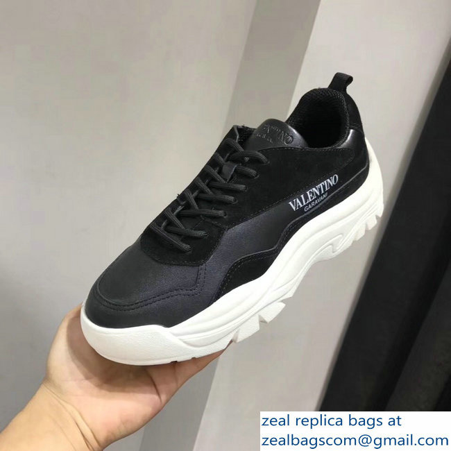 Valentino Calfskin And Suede Leather Sneakers Black 2018