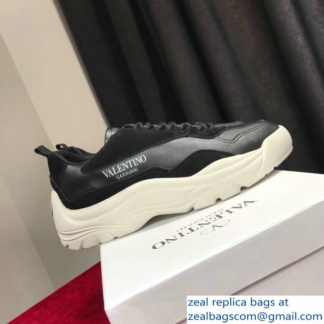 Valentino Calfskin And Suede Leather Sneakers Black 2018