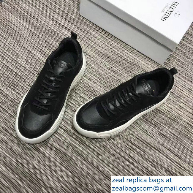 Valentino Calfskin And Suede Leather Sneakers Black 2018