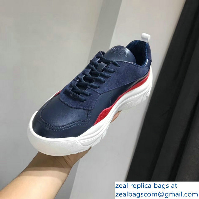 Valentino Calfskin And Suede Leather Sneakers Blue 2018