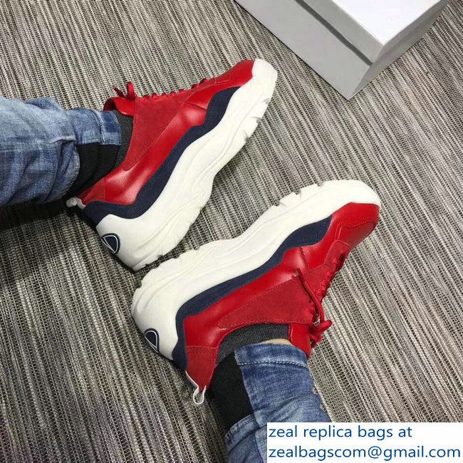 Valentino Calfskin And Suede Leather Sneakers Red 2018 - Click Image to Close