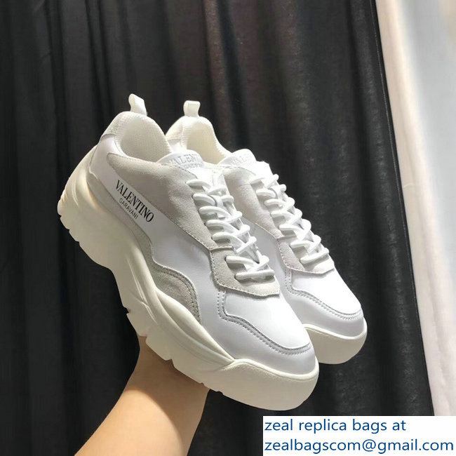 Valentino Calfskin And Suede Leather Sneakers White 2018