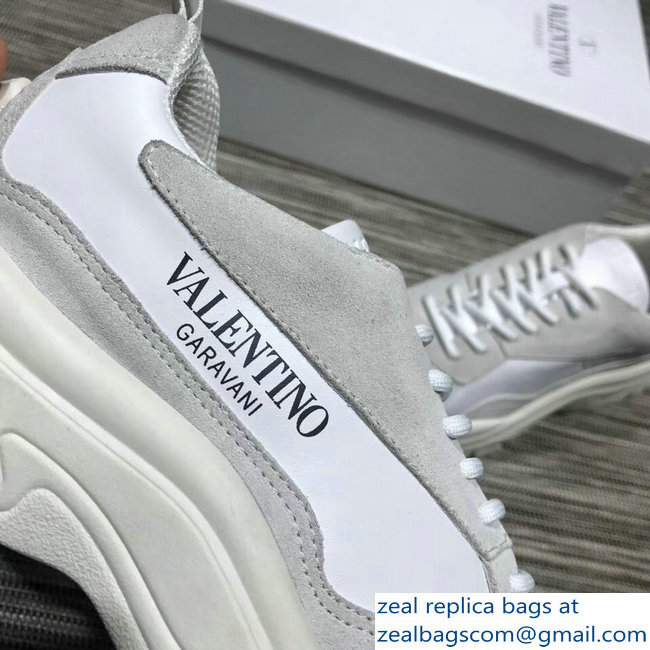 Valentino Calfskin And Suede Leather Sneakers White 2018