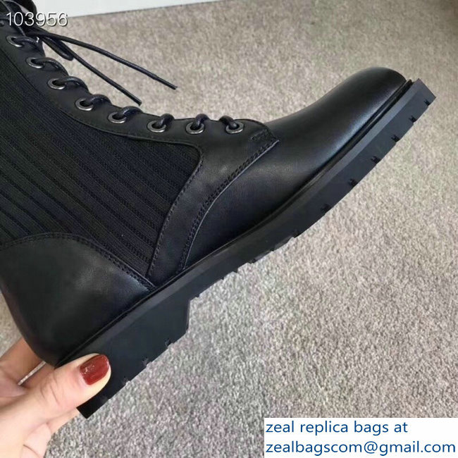 Valentino Leather and Fabric VLTN Boots Black 2018