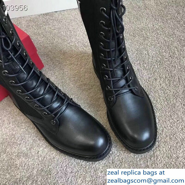 Valentino Leather and Fabric VLTN Boots Black 2018