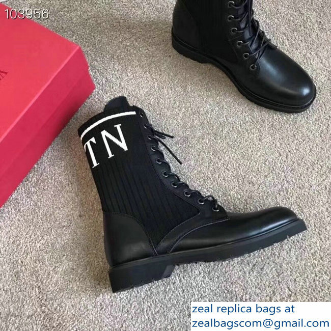 Valentino Leather and Fabric VLTN Boots Black 2018