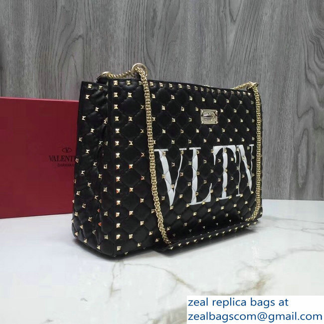 Valentino Rockstud Spike Shopping Shoulder Tote Bag VLTN Black 2018