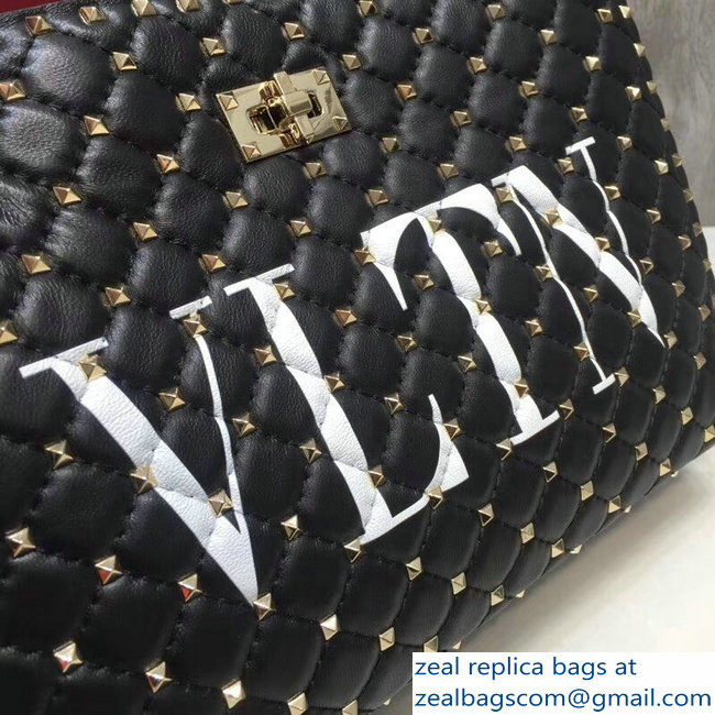 Valentino Rockstud Spike Shopping Shoulder Tote Bag VLTN Black 2018 - Click Image to Close