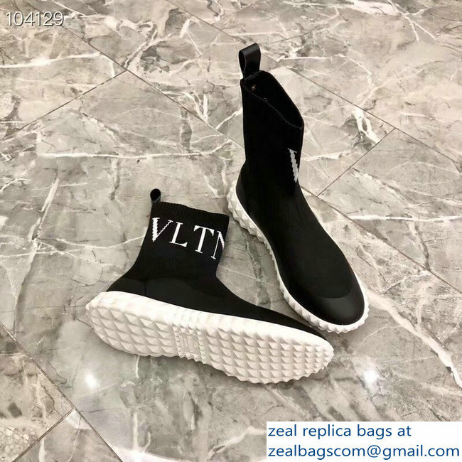 Valentino Stretch Knitted Fabric Sock VLTN Sneakers Boots Black 2018