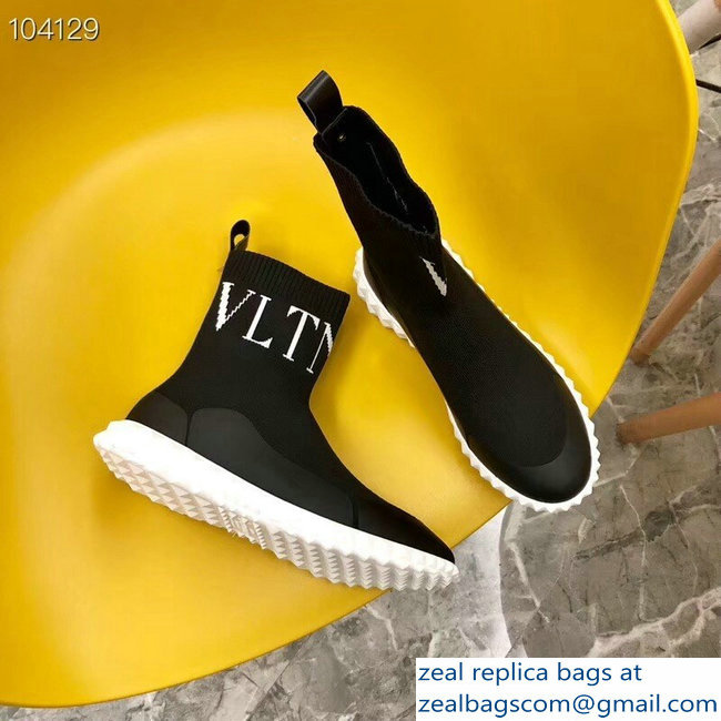 Valentino Stretch Knitted Fabric Sock VLTN Sneakers Boots Black 2018 - Click Image to Close