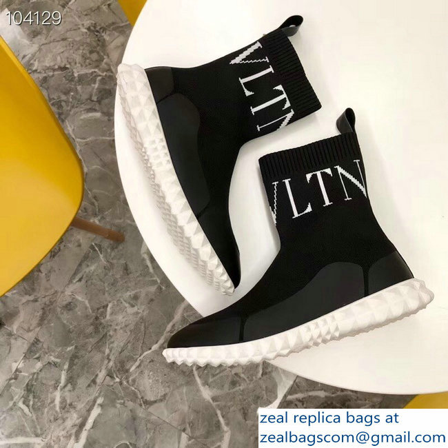 Valentino Stretch Knitted Fabric Sock VLTN Sneakers Boots Black 2018 - Click Image to Close