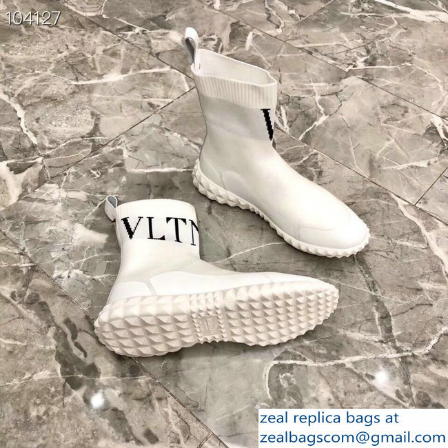 Valentino Stretch Knitted Fabric Sock VLTN Sneakers Boots White 2018 - Click Image to Close