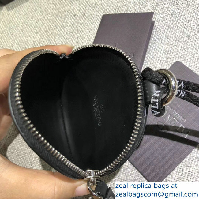 Valentino VLTN Calfskin Neck Coin Purse Black 2018 - Click Image to Close