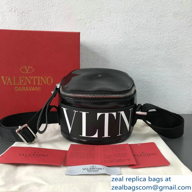 Valentino VLTN Shiny Canvas Cross Body Camera Bag Black 2018