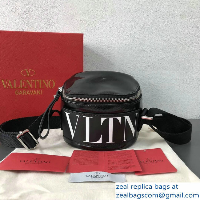 Valentino VLTN Shiny Canvas Cross Body Camera Bag Black 2018 - Click Image to Close